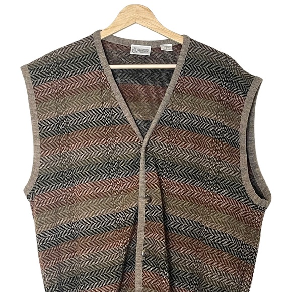 Maglificio Florence VTG Wool Button Front Sweater Vest Size L Grandpacore - Picture 3 of 6